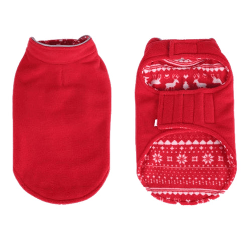 Reversible fleece sweater red